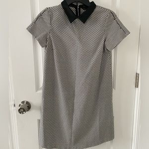 Zara Houndstooth dress with leather collar
